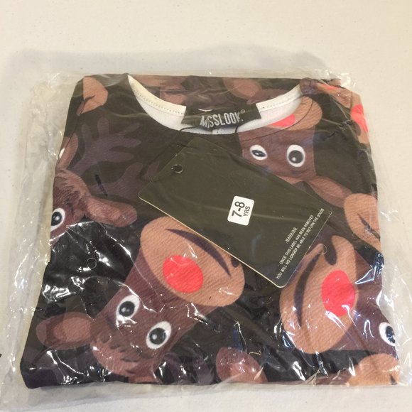 Misslook Girls Dress Christmas Holiday Rudolph Red Nosed Reindeer Size 7-8 Years - Picture 10 of 12